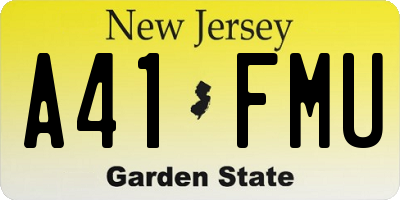 NJ license plate A41FMU