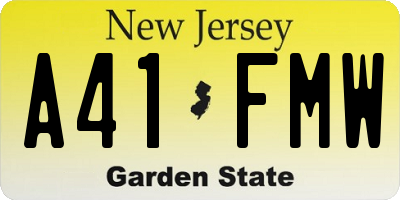 NJ license plate A41FMW