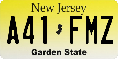 NJ license plate A41FMZ