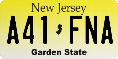 NJ license plate A41FNA