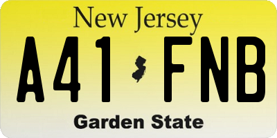 NJ license plate A41FNB