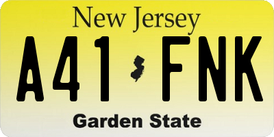 NJ license plate A41FNK