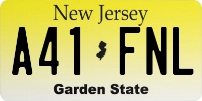 NJ license plate A41FNL