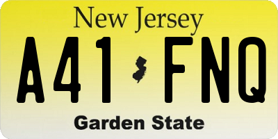 NJ license plate A41FNQ