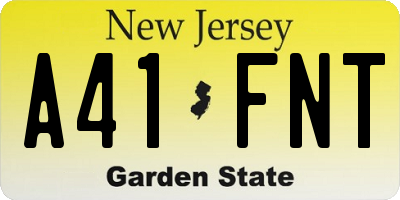 NJ license plate A41FNT
