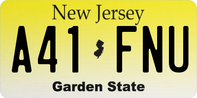 NJ license plate A41FNU