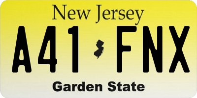 NJ license plate A41FNX