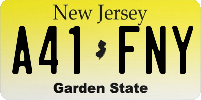 NJ license plate A41FNY
