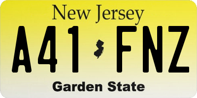 NJ license plate A41FNZ