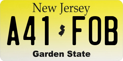 NJ license plate A41FOB