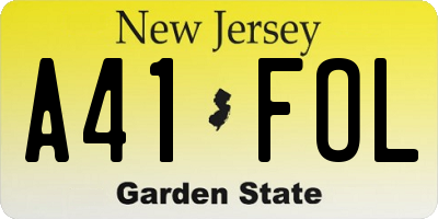 NJ license plate A41FOL