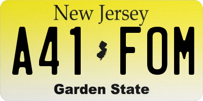 NJ license plate A41FOM
