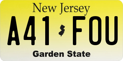 NJ license plate A41FOU