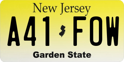 NJ license plate A41FOW
