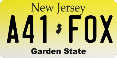 NJ license plate A41FOX