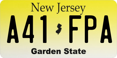 NJ license plate A41FPA