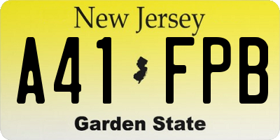 NJ license plate A41FPB