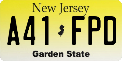 NJ license plate A41FPD