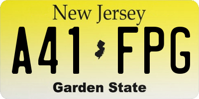 NJ license plate A41FPG