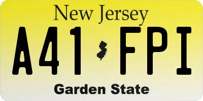 NJ license plate A41FPI