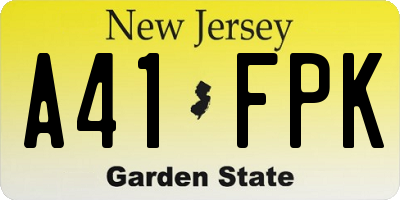 NJ license plate A41FPK