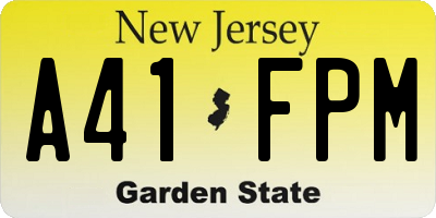NJ license plate A41FPM