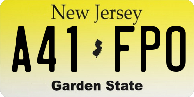 NJ license plate A41FPO