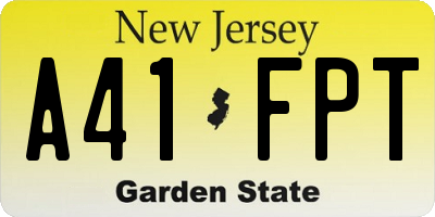 NJ license plate A41FPT
