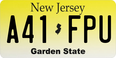NJ license plate A41FPU