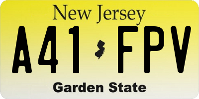 NJ license plate A41FPV