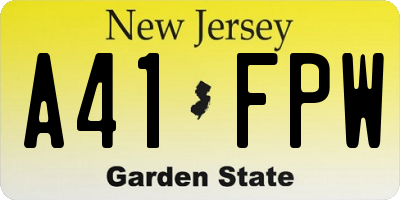 NJ license plate A41FPW