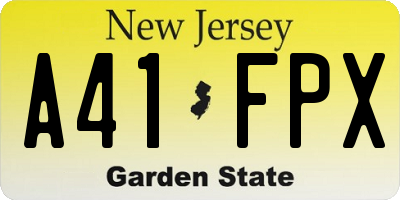 NJ license plate A41FPX