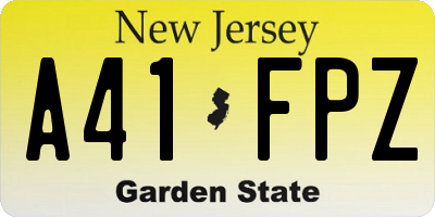 NJ license plate A41FPZ