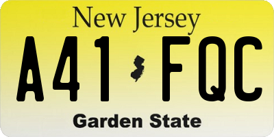 NJ license plate A41FQC