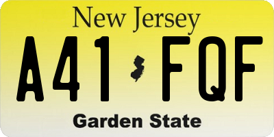 NJ license plate A41FQF