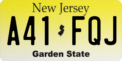 NJ license plate A41FQJ