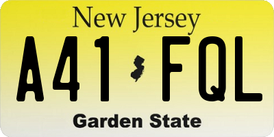 NJ license plate A41FQL