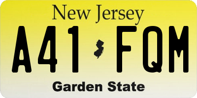NJ license plate A41FQM