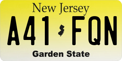 NJ license plate A41FQN