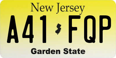 NJ license plate A41FQP