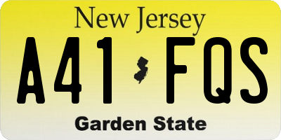 NJ license plate A41FQS