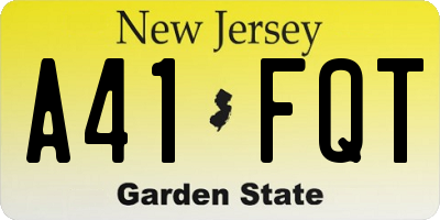 NJ license plate A41FQT