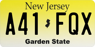 NJ license plate A41FQX
