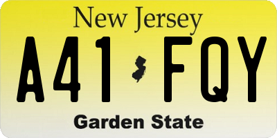 NJ license plate A41FQY