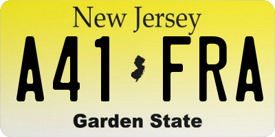NJ license plate A41FRA
