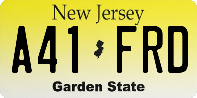 NJ license plate A41FRD