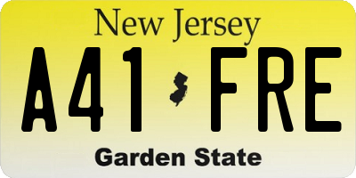 NJ license plate A41FRE
