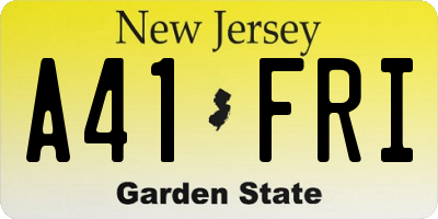 NJ license plate A41FRI