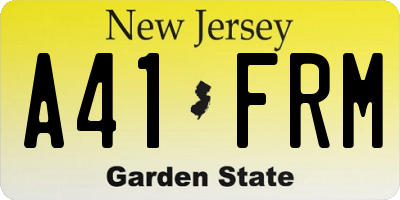 NJ license plate A41FRM