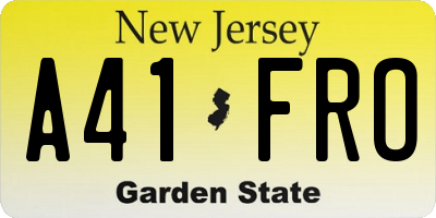 NJ license plate A41FRO
